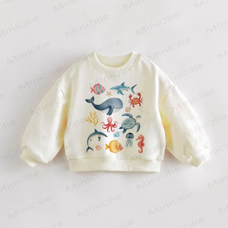 Baby Toddler Marine Animals Sweatshirt - Cream - 3-5T - image 1
