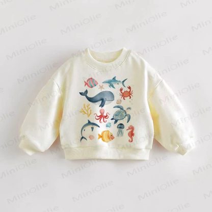 Baby Toddler Marine Animals Sweatshirt - Cream - 3-5T - image 1