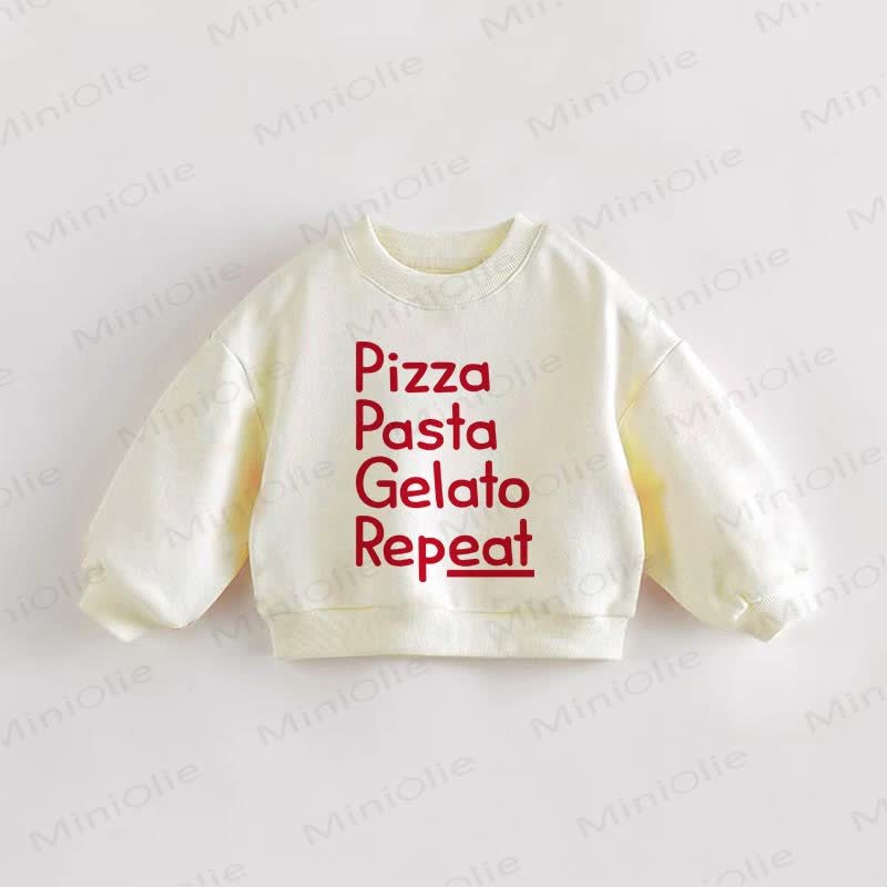 PIZZA PASTA GELATO REEPAT Baby Toddler Beige Sweatshirt - Cream - 3-5T - image 1
