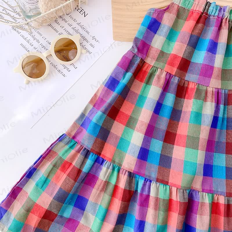 Toddler Plaid Purple Sleeveless Dress - image 4