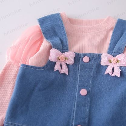 Toddler Girl Bow Denim 3-piece Set - image 8