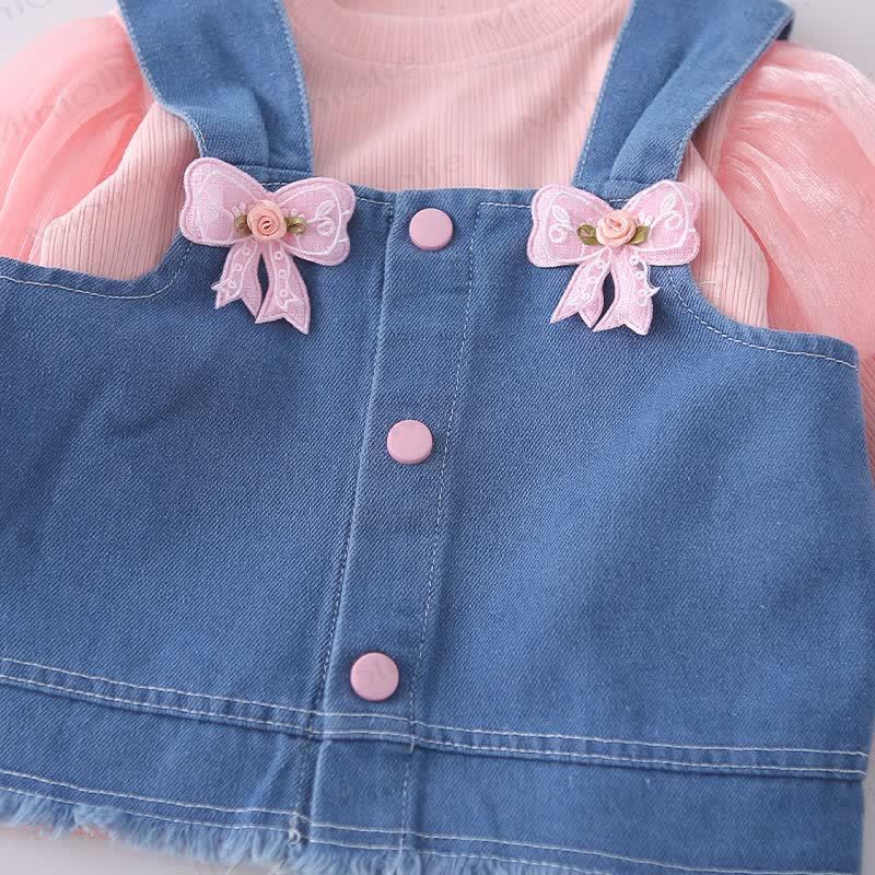 Toddler Girl Bow Denim 3-piece Set - image 6