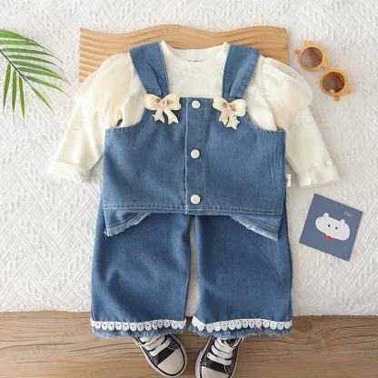 Toddler Girl Bow Denim 3-piece Set - image 19