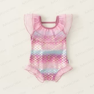 Baby Mesh Mermaid Swimsuit - Pink - 4-5T - image 5