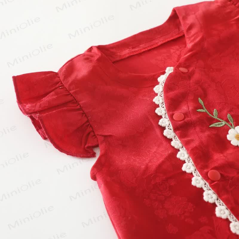 Baby Floral Flutter Sleeves Romper - image 5