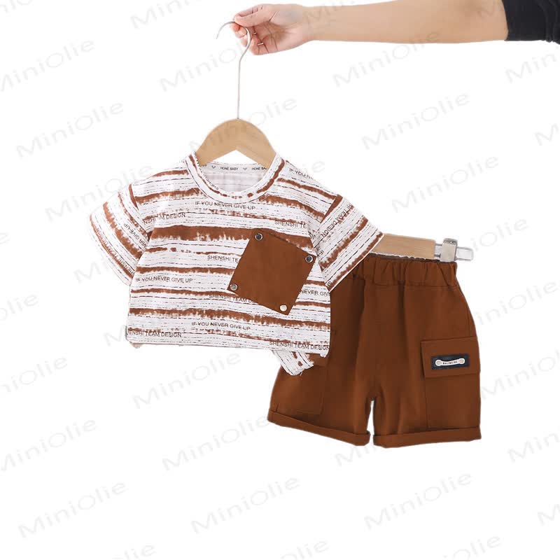 Toddler Striped Pocket Tee and Shorts Set - image 3