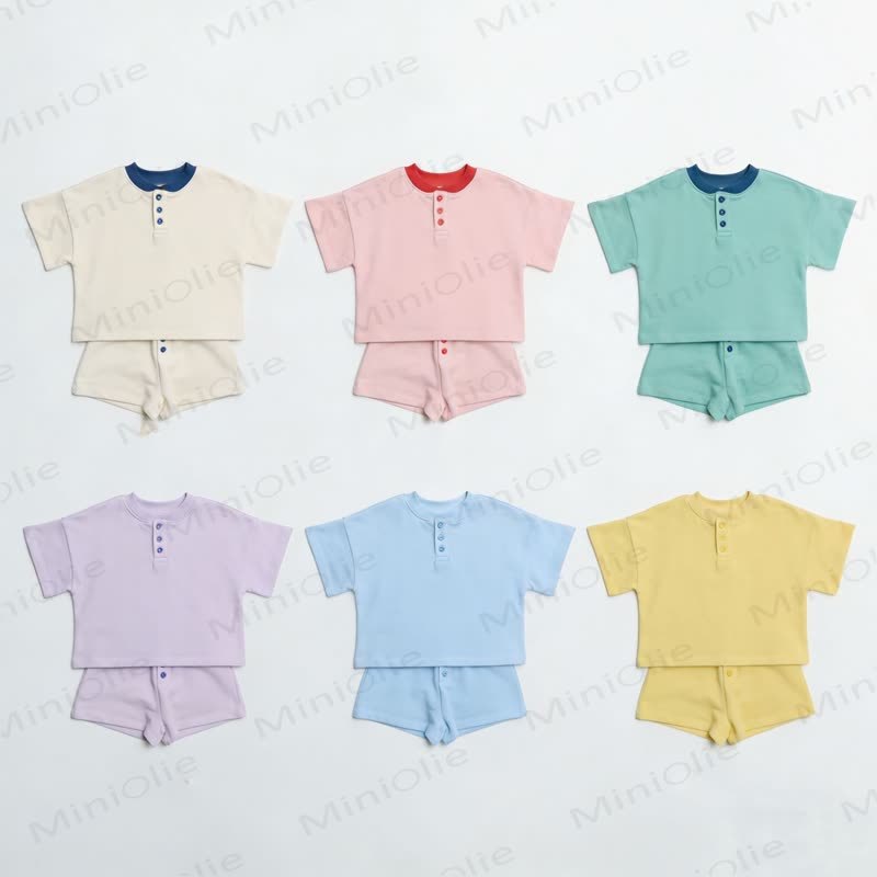 Baby Toddler Solid Color Tee and Shorts Set - image 1