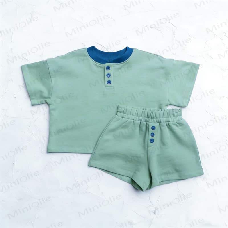 Baby Toddler Solid Color Tee and Shorts Set - Green - 3-4T - image 3