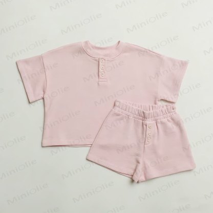Baby Toddler Solid Color Tee and Shorts Set - Light Pink - 3-4T - image 7