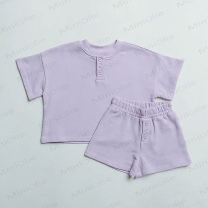 Baby Toddler Solid Color Tee and Shorts Set - Purple - 3-4T - image 9