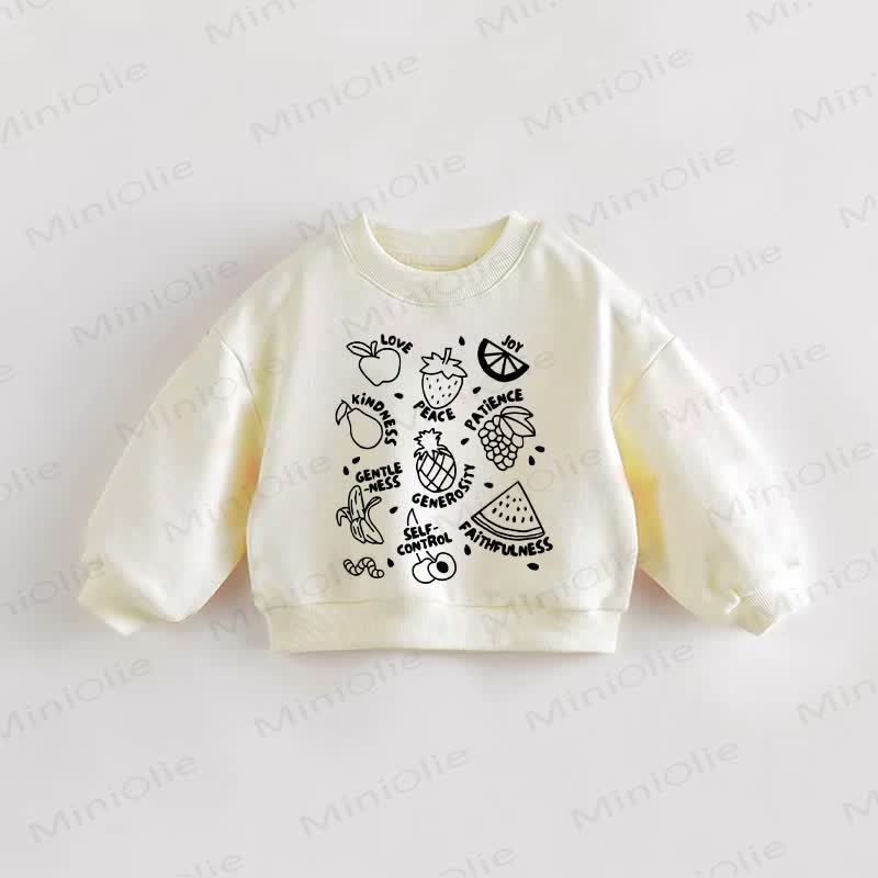 Baby Toddler Multiple Fruits Beige Sweatshirt - Cream - 3-5T - image 1