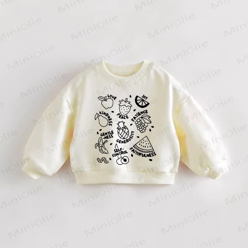 Baby Toddler Multiple Fruits Beige Sweatshirt - Cream - 3-5T - image 1