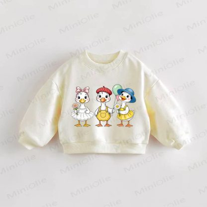 Baby Toddler Lovely Ducks Beige Sweatshirt - Cream - 3-5T - image 1