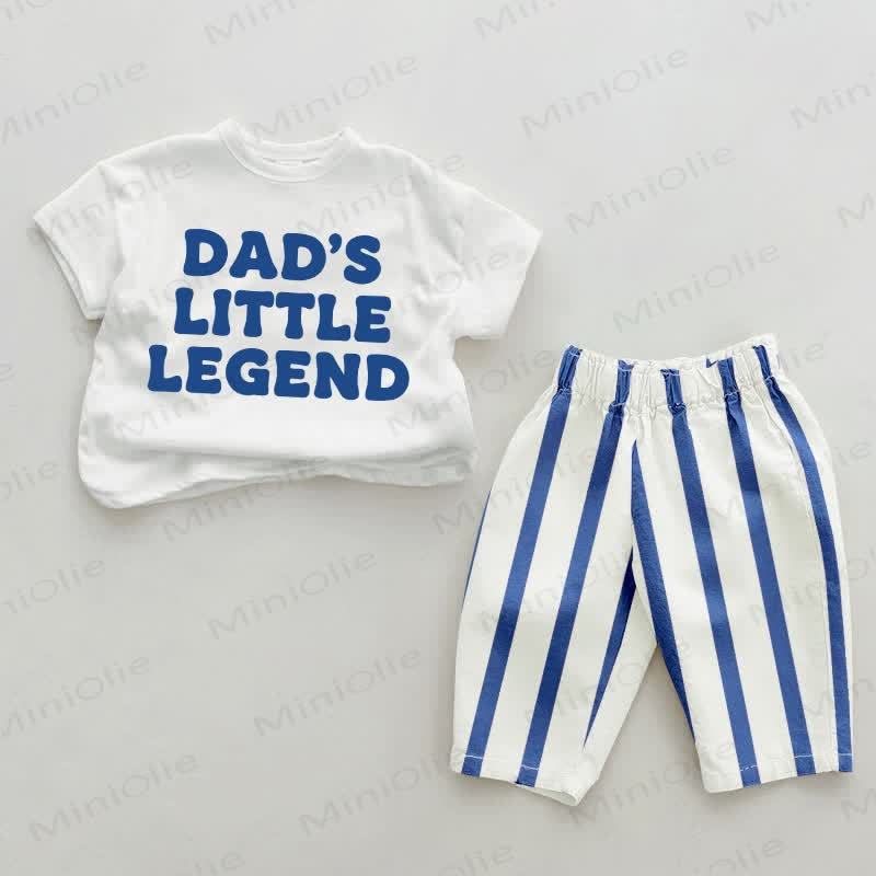 DADDY'S LITTLE LEGEND Baby Blue Vertical Striped 2-piece Set - White&Blue - 2-3T - image 1