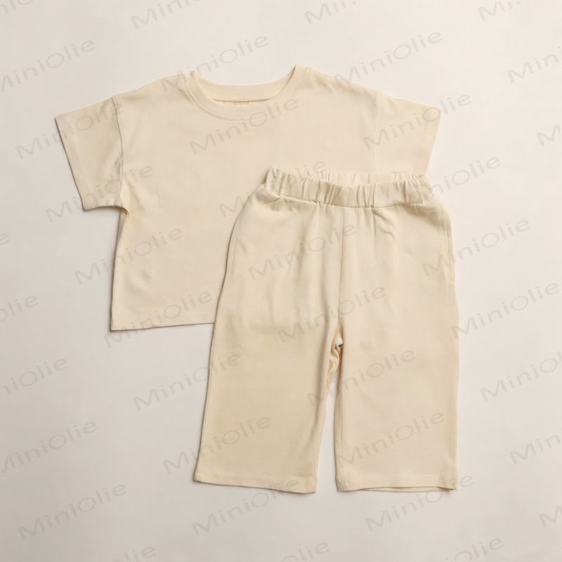 Baby Toddler Solid Color Tee and Pants Set - Beige - 3-4T - image 7