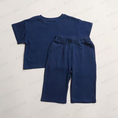 Baby Toddler Solid Color Tee and Pants Set - Dark Blue - 3-4T - image 9