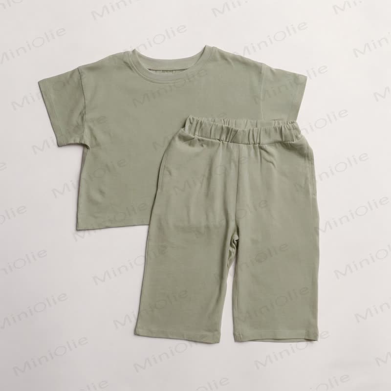 Baby Toddler Solid Color Tee and Pants Set - Green - 3-4T - image 3