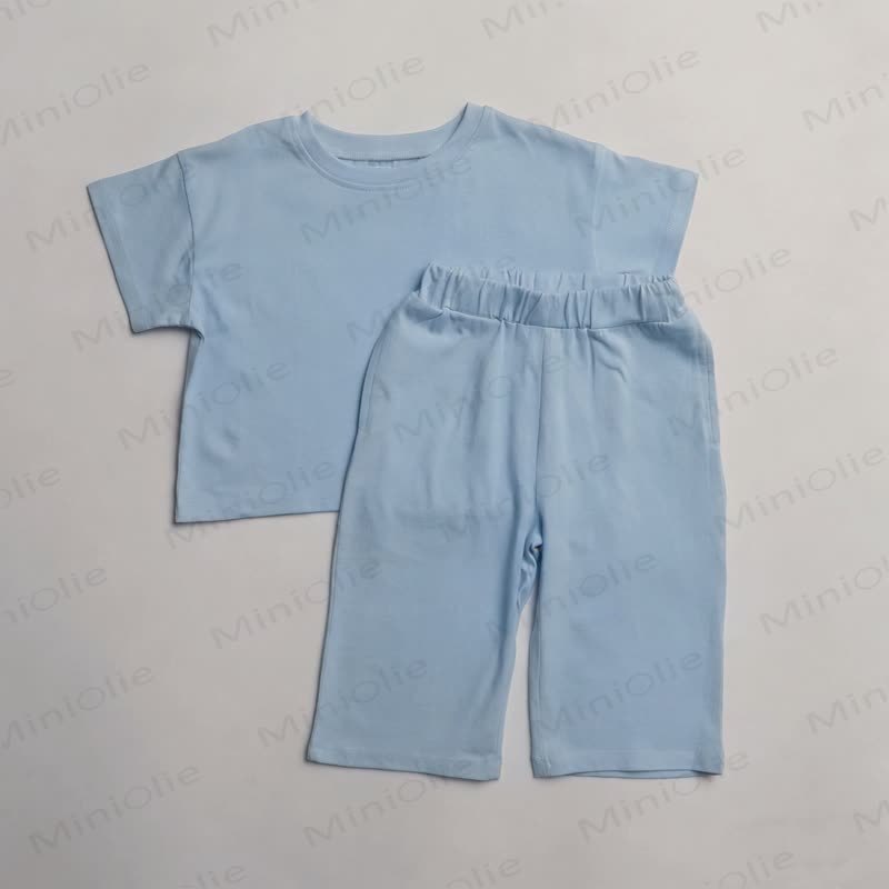 Baby Toddler Solid Color Tee and Pants Set - Blue - 3-4T - image 5