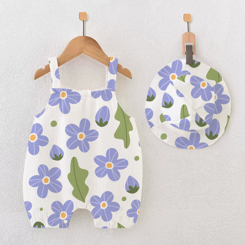 Baby Flower & Strawberry White Romper with Hat - White - 18-24M - image 1