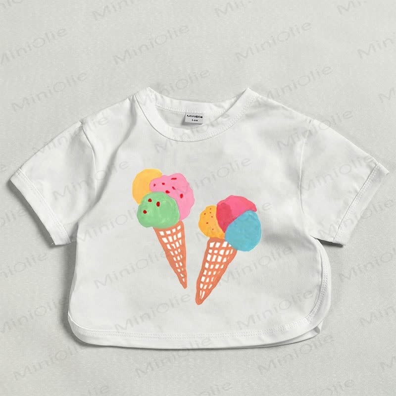 Baby Triple Ice Cream Summer White T-shirt - White - 18-24M - image 1