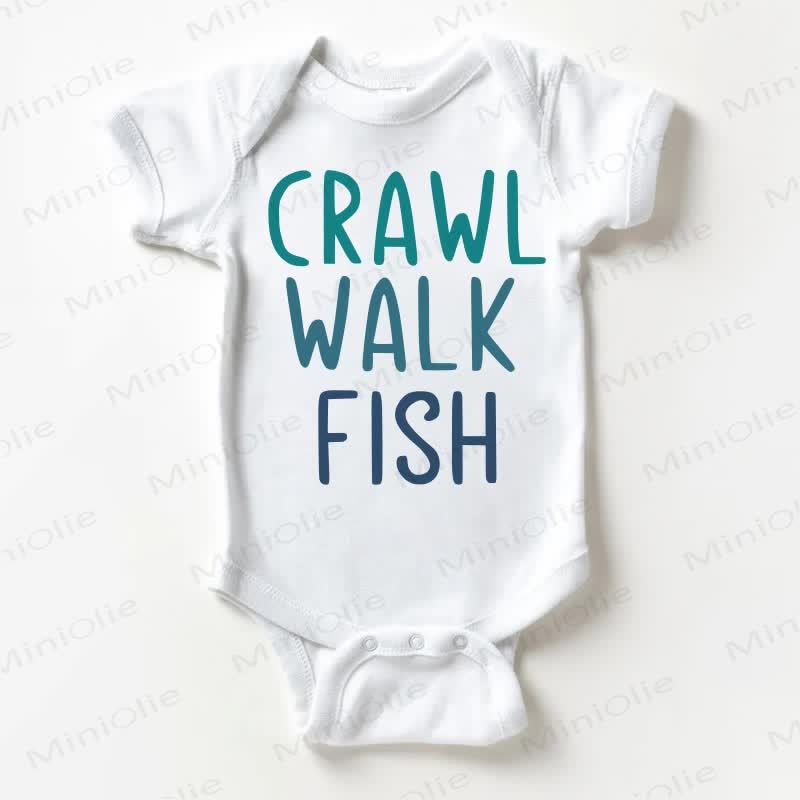 CRAWL WALK FISH Baby White Bodysuit - White - 18-24M - image 1