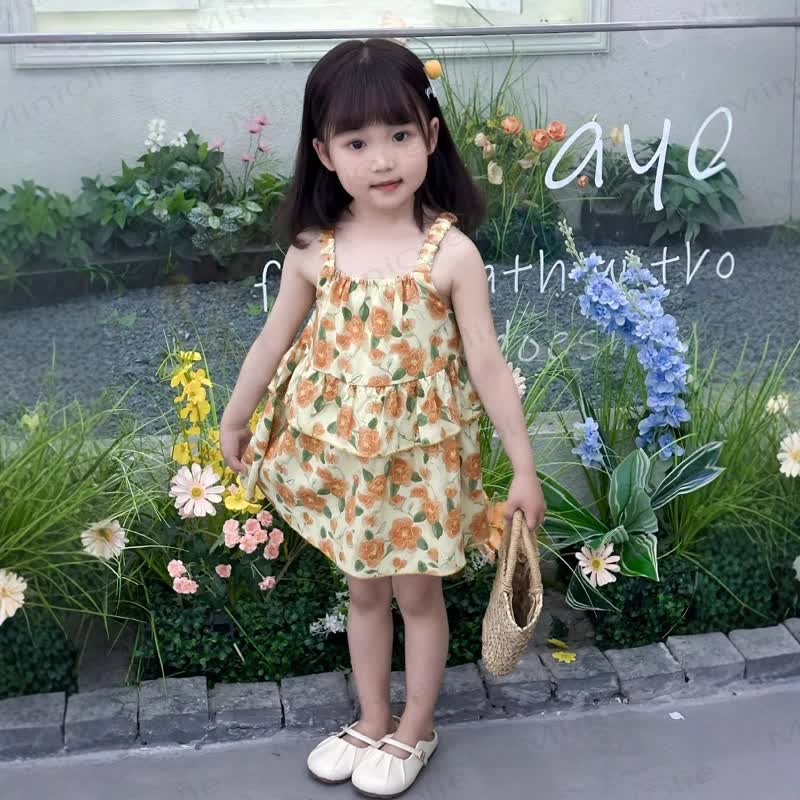 Toddler Girl Floral Ruffle Strap Dress - image 3