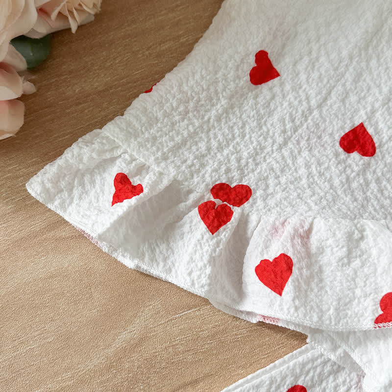 Baby Heart Print Ruffle Cotton Dress Set - image 5