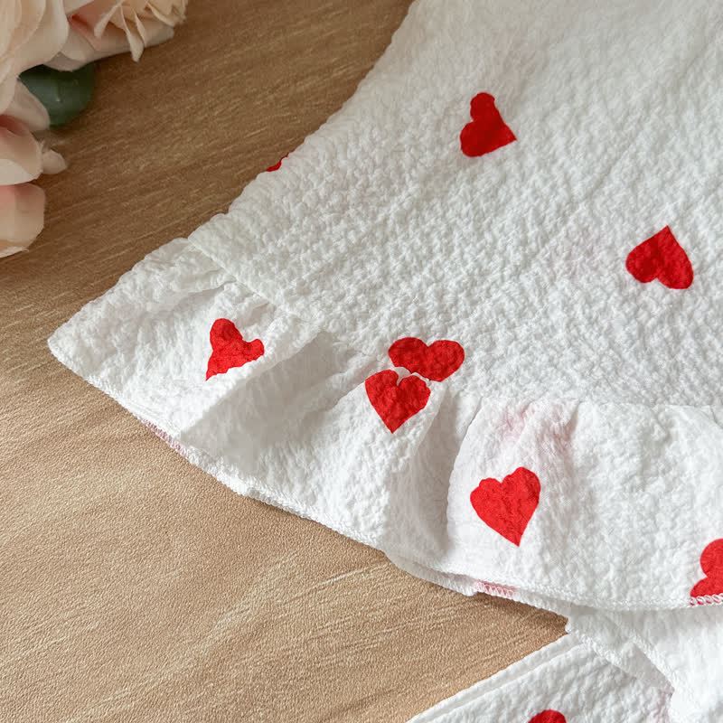 Baby Heart Print Ruffle Cotton Dress Set - image 5