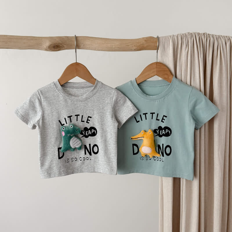 LITTLE DINO Toddler Tee and Plaid Shorts Set - image 4