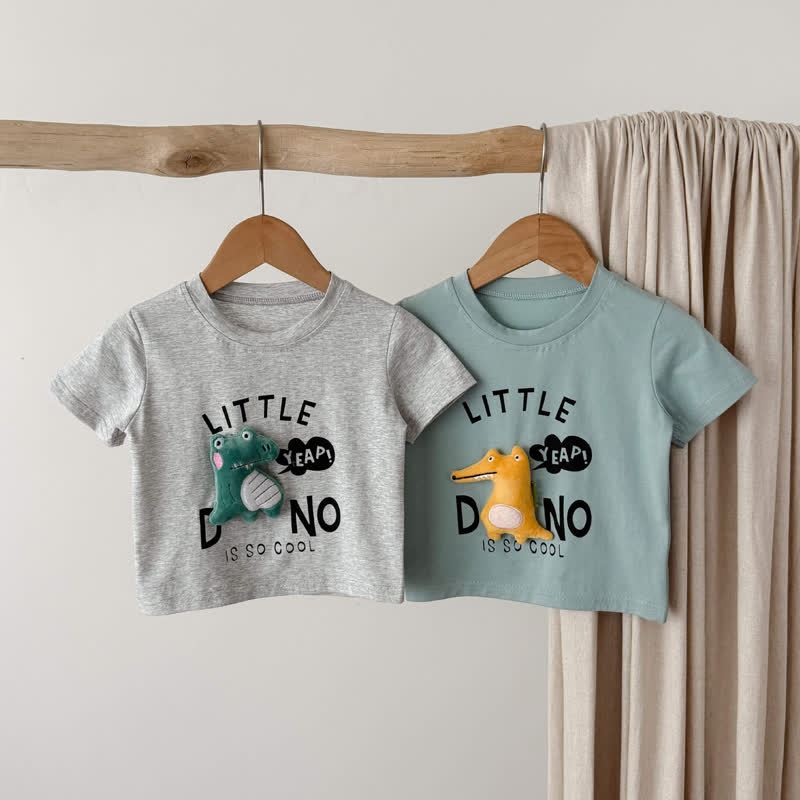 LITTLE DINO Toddler Tee and Plaid Shorts Set - image 4
