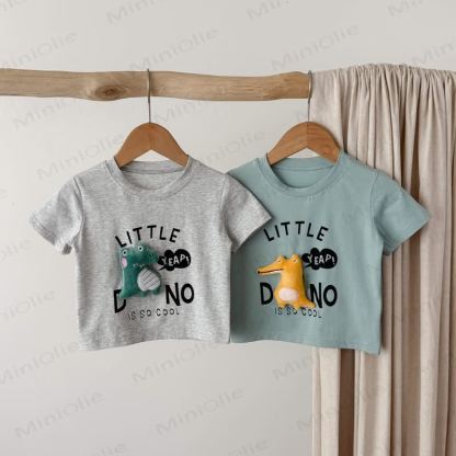 LITTLE DINO Toddler Tee and Plaid Shorts Set - image 4