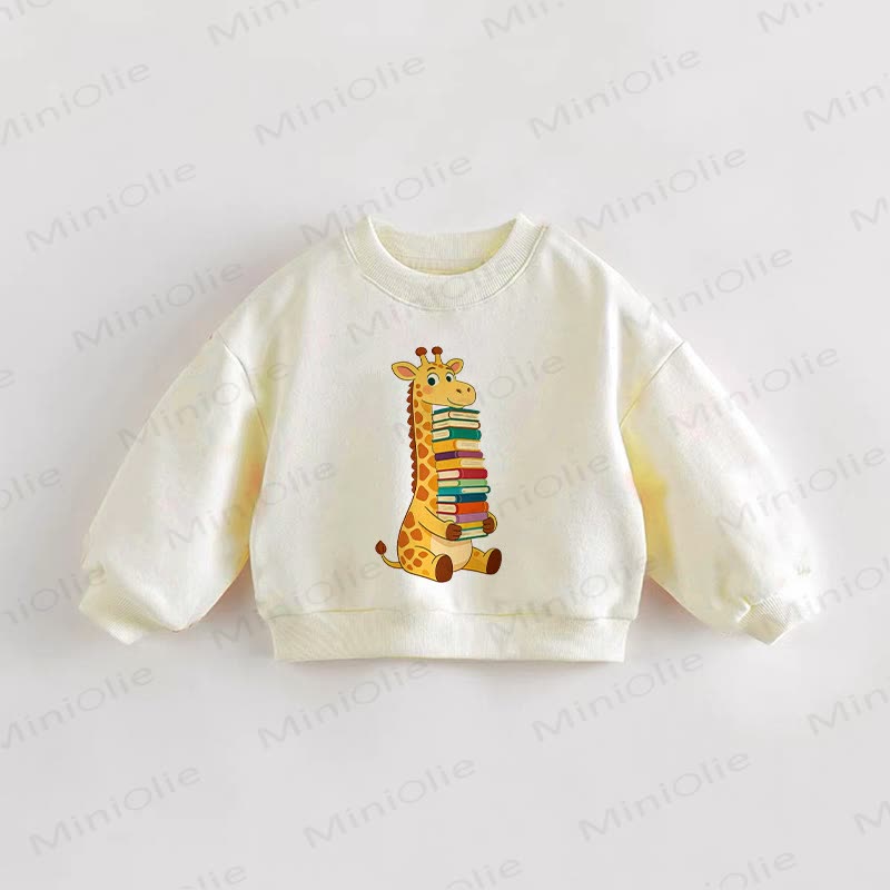 Baby Toddler Giraffe Book Sweatshirt - Cream - 3-5T - image 1