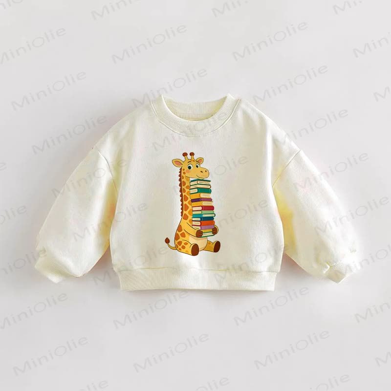 Baby Toddler Giraffe Book Sweatshirt - Cream - 3-5T - image 1
