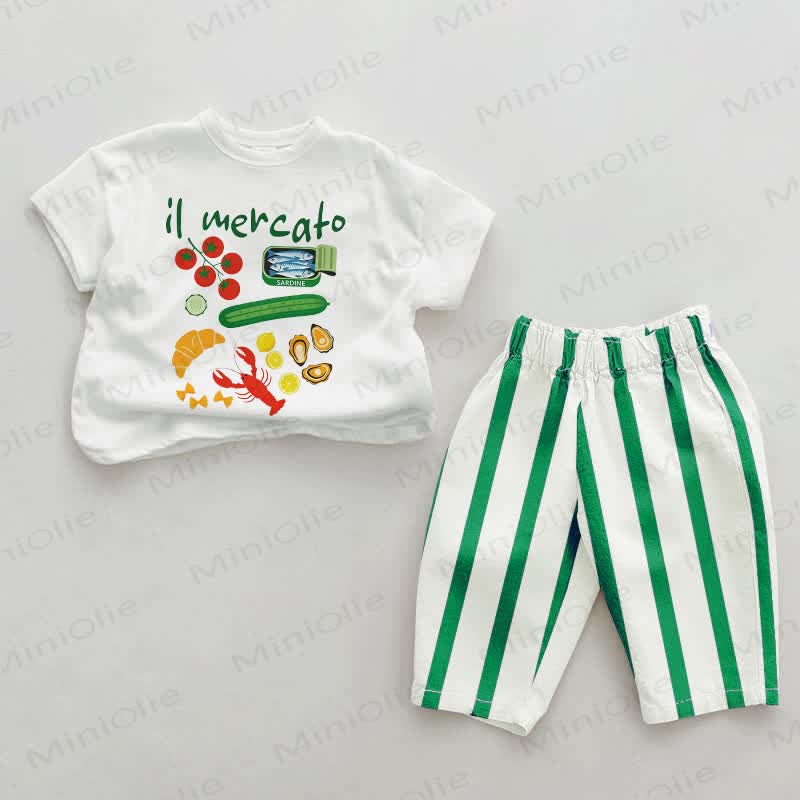 IL MERCATO Baby Green Striped 2-piece Set - Green&White - 2-3T - image 1