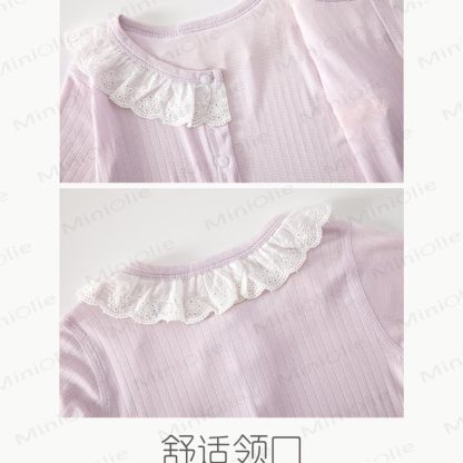 Baby Ribbed Lace Collar Long Sleeve Romper - image 3