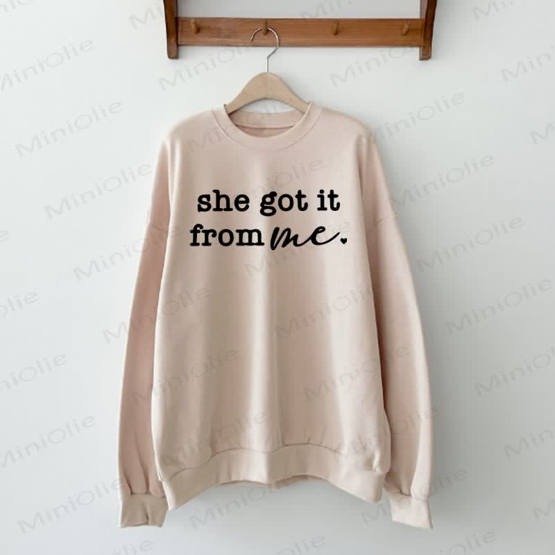 SHE/I GOT IT FROM ME/MAMA Beige Family Sweatshirt - Beige - Adult Sweatshirt: XL - image 2