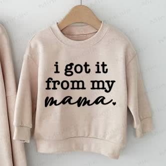 SHE/I GOT IT FROM ME/MAMA Beige Family Sweatshirt - Beige - Baby Sweatshirt: 2-3T - image 3