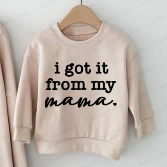 SHE/I GOT IT FROM ME/MAMA Beige Family Sweatshirt - Beige - Baby Sweatshirt: 2-3T - image 3