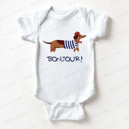BONJOUR! Baby Daschund White Bodysuit - White - 18-24M - image 1