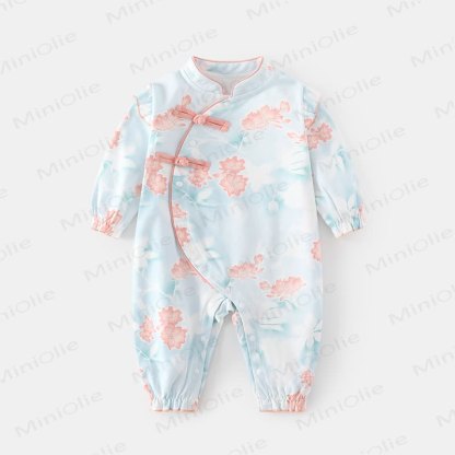 Baby Girl Floral Knot Button Romper - Pink - 18-24M - image 2