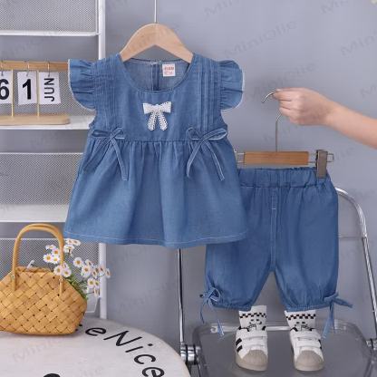 Toddler Girl Denim Tank and Shorts Set - Dark Blue - 3-4T - image 4