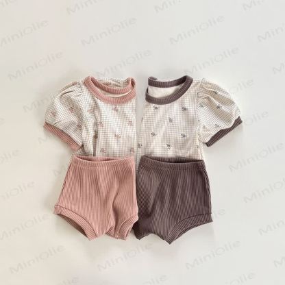 Baby Floral Top and Shorts Rib Set - image 1