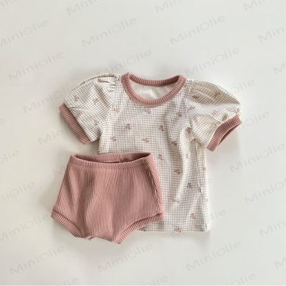 Baby Floral Top and Shorts Rib Set - Pink - 2-3T - image 2