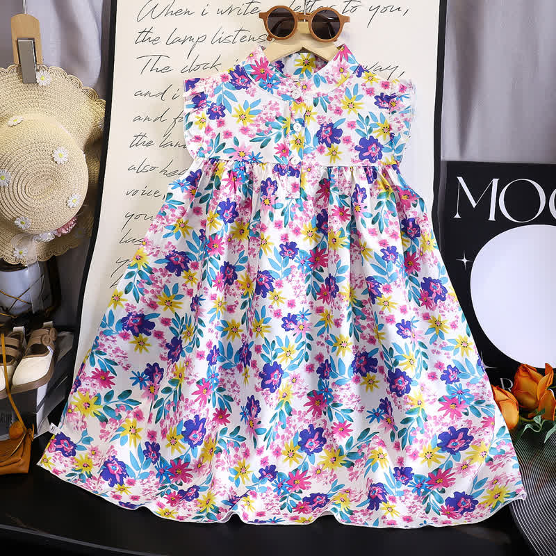 Baby Toddler Girl Floral Ruffle Dress - Purple - 6-7T - image 1