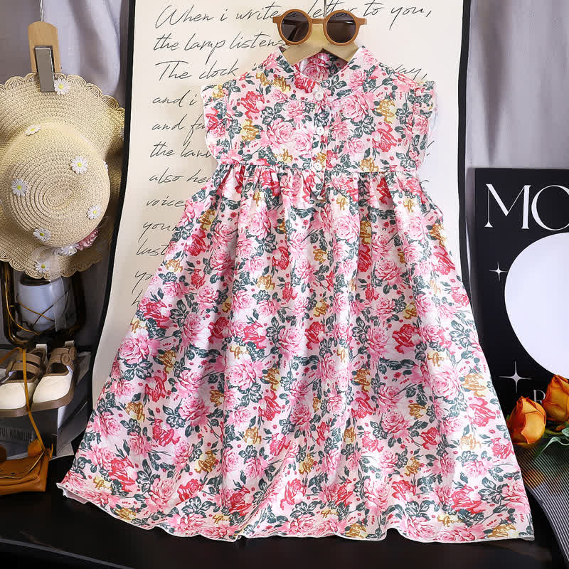 Baby Toddler Girl Floral Ruffle Dress - Coral - 6-7T - image 6