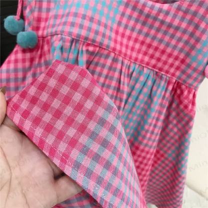 Toddler Kid Red Plaid Pompom Dress - image 4