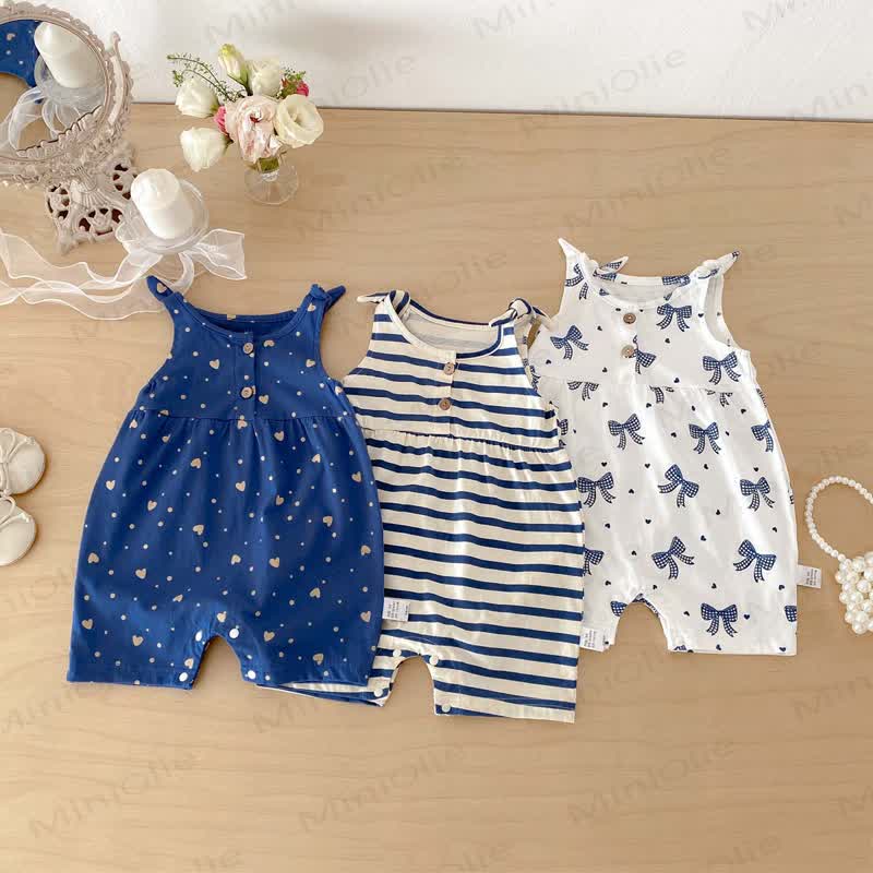 Baby Breathable Soft Cotton Blend Tie Strap Summer Romper - image 9