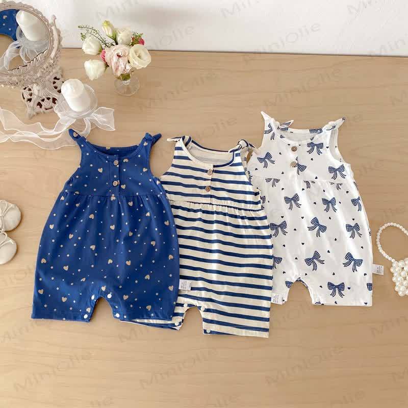 Baby Breathable Soft Cotton Blend Tie Strap Summer Romper - image 9