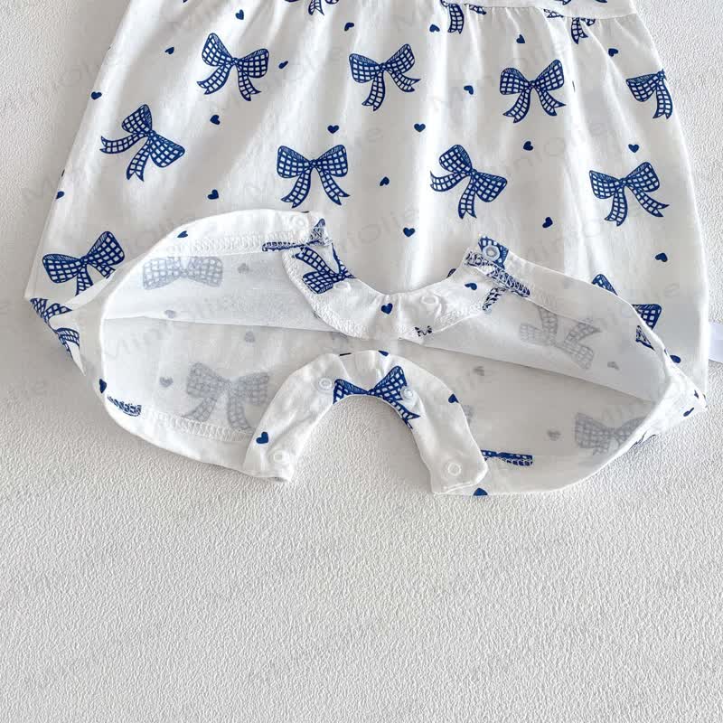Baby Breathable Soft Cotton Blend Tie Strap Summer Romper - image 15