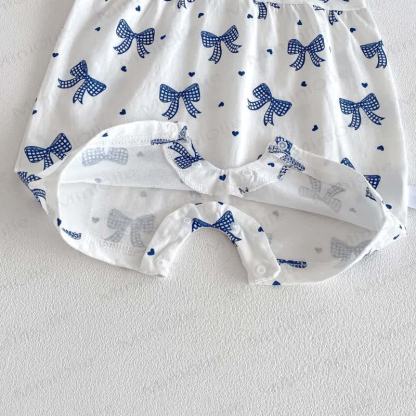 Baby Breathable Soft Cotton Blend Tie Strap Summer Romper - image 15